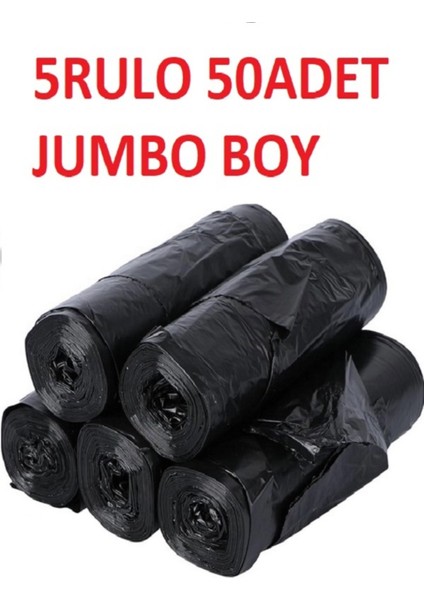 Çöp Torbası Jumbo Boy 10’lu 5 Rulo Kalın 80X110 Çöp Poşeti