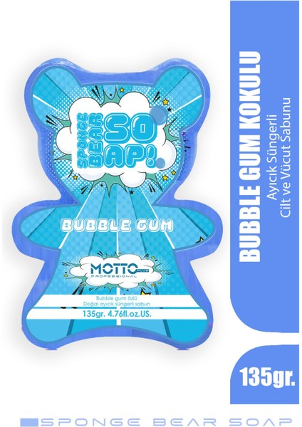 Doğal Süngerli Bubble Gum Kokulu Kids Sabun Mavi 135GR.