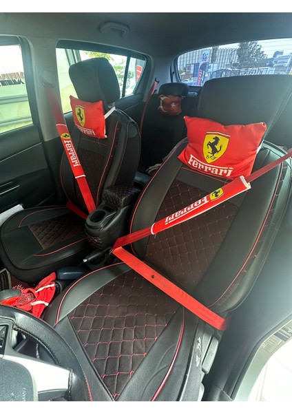 Ferrari Boyun Yastığı Emniyet Kemer Pedi Kırmızı