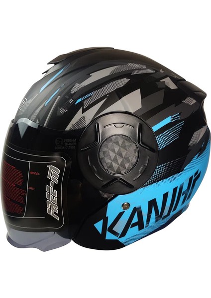 Motosiklet Yarım Kask Double Güneş Vizörlü Siyah Ece Sertifikalı Abs Material Motor Kaskı Turkuaz