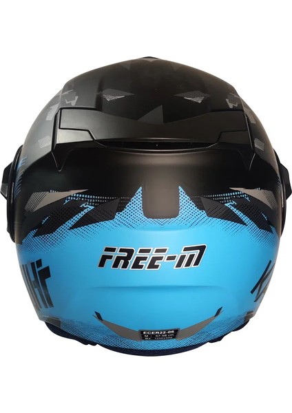 Motosiklet Yarım Kask Double Güneş Vizörlü Siyah Ece Sertifikalı Abs Material Motor Kaskı Turkuaz