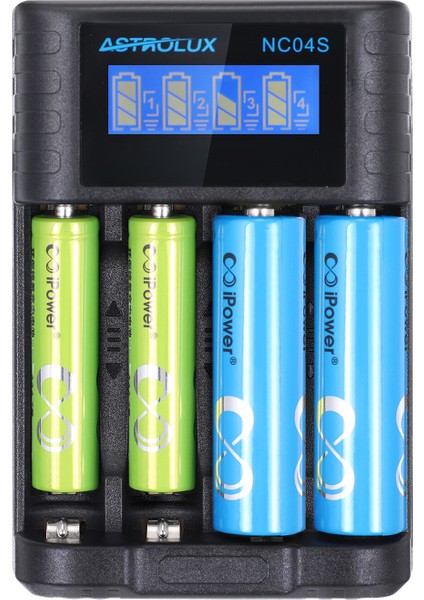 Akıllı Pil Şarj Cihazı Aa/aaa 4 Yuvalı LCD Ekranlı Seviye Göstergeli Type-C Nikel Lityum