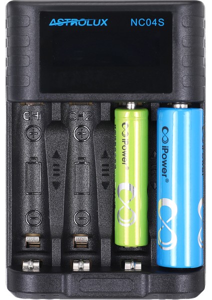 Akıllı Pil Şarj Cihazı Aa/aaa 4 Yuvalı LCD Ekranlı Seviye Göstergeli Type-C Nikel Lityum