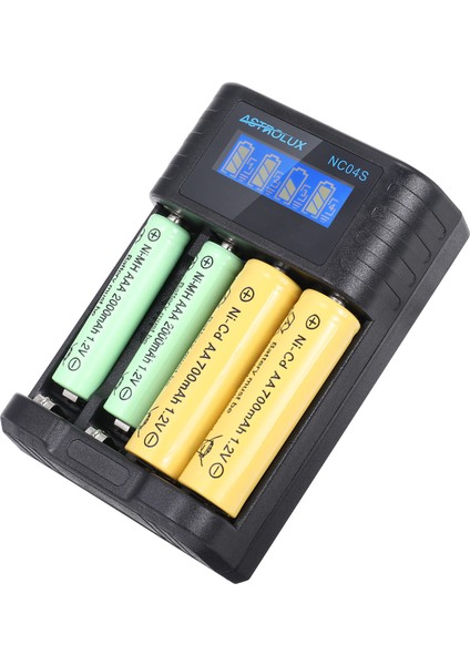 Akıllı Pil Şarj Cihazı Aa/aaa 4 Yuvalı LCD Ekranlı Seviye Göstergeli Type-C Nikel Lityum