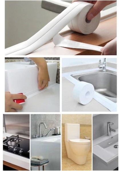 3,2 mt Banyo Küvet Mutfak Lavabo Su Sızdırmaz Bant Su Geçirmez Kenar Bandı Sızdırmazlık Tamir Beyaz indirimleri