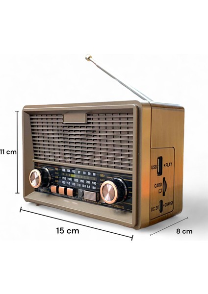 Nostalji Mini Radyo, Solar Güneş Panelli Hd Ses Kalitesine Sahip Nostalji Radyo