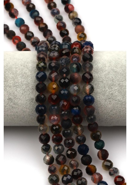 Akik Doğal Taş Dizi 8 mm Fasetli Küre Kesim