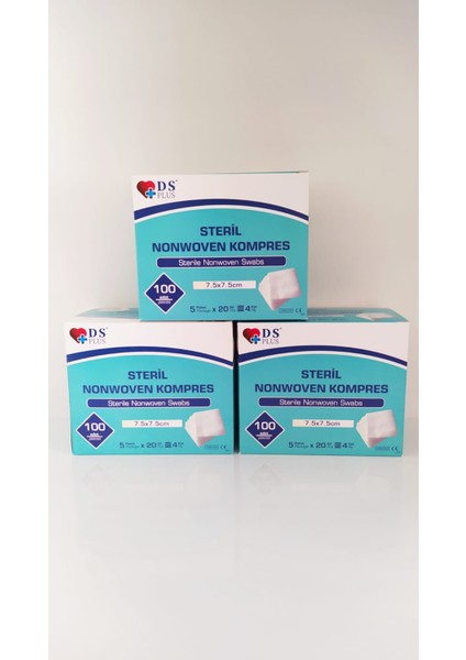 Steril Spanç Nonwoven Kompres 7,5 cm x 7,5 cm 3 Kutu (300 Adet)