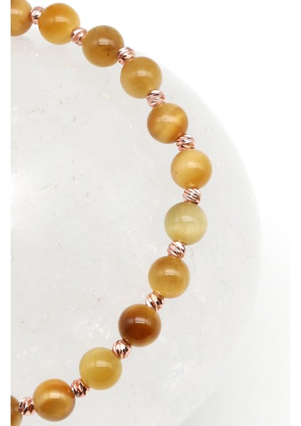 Sarı Kaplan Gözü Doğal Taş Makrome Örme Bileklik Küre Kesim fiyatları