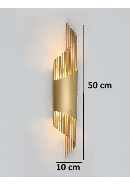 Sarkıt Modeli Metal Çift Yönlü Beyaz-Günışığı-Amber Işık Gold Kasa Duvar Aydınlatma Aplik-Pilli