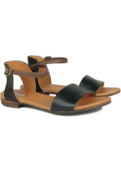 112675 014 Kadın Siyah Deri Büyük & Küçük Numara Sandalet fiyatları