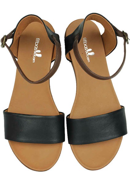 112675 014 Kadın Siyah Deri Büyük & Küçük Numara Sandalet fırsatları