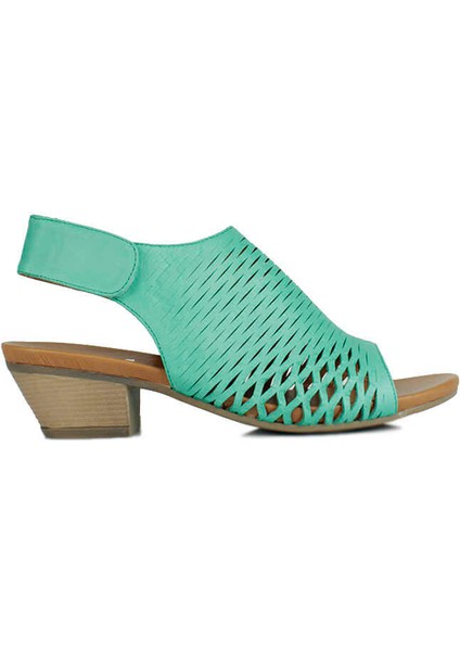 112869 675 Kadın Mint Deri Büyük & Küçük Numara Sandalet