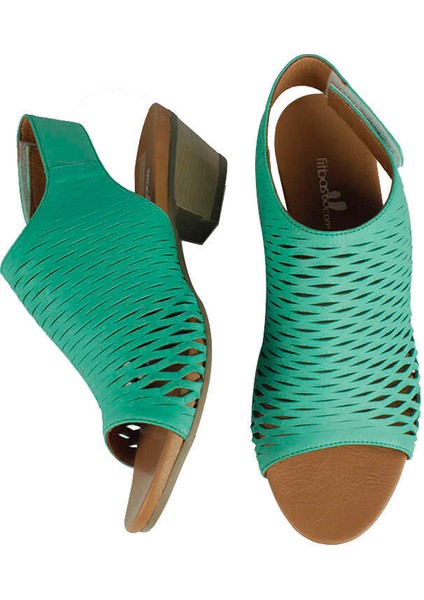 112869 675 Kadın Mint Deri Büyük & Küçük Numara Sandalet fırsatları