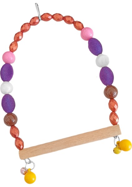 Ahşap Tünekli Mor Kadife Boncuklu Kuş Salıncağı 10-14 cm Renkli fırsatları