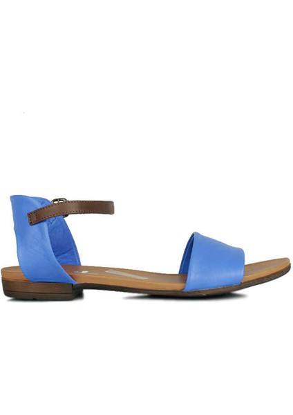 112675 425 Kadın Sax Mavi Deri Büyük & Küçük Numara Sandalet