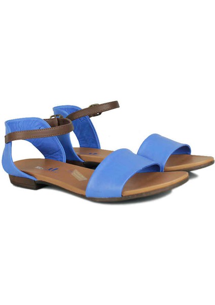 112675 425 Kadın Sax Mavi Deri Büyük & Küçük Numara Sandalet fiyatları