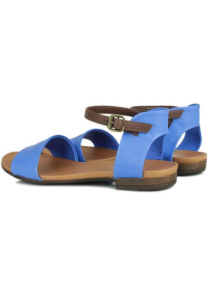 112675 425 Kadın Sax Mavi Deri Büyük & Küçük Numara Sandalet modelleri