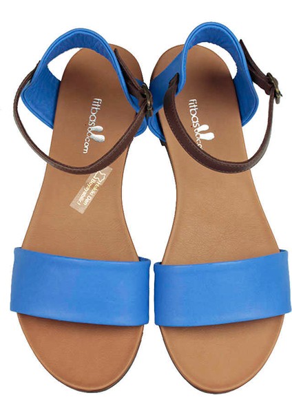 112675 425 Kadın Sax Mavi Deri Büyük & Küçük Numara Sandalet fırsatları