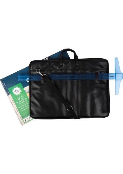 Deri Proje Resim Çantası 55 x 75 cm Siyah fiyatları