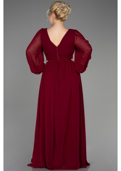 Uzun Kol Şifon Büyük Beden Abiye ABU1988 fiyatları