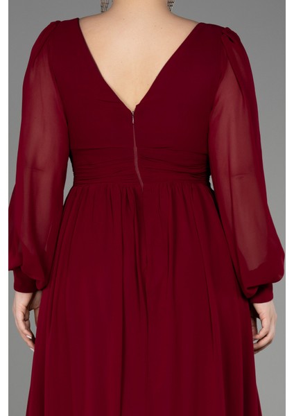 Uzun Kol Şifon Büyük Beden Abiye ABU1988 fırsatları