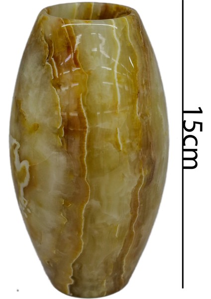 Taru Pasaj Oniks Taşı Oval Vazo - Damarlı Akik