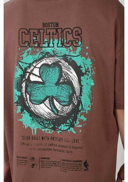 Erkek  Boston Celtics Baskılı %100  Pamuk Oversize T-Shirt