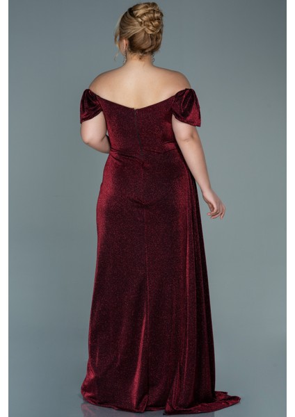 Kayık Yaka Uzun Simli Büyük Beden Abiye ABU2658 fiyatları