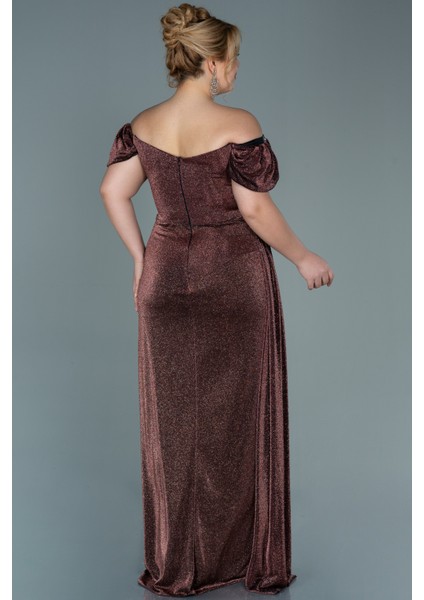 Kayık Yaka Uzun Simli Büyük Beden Abiye ABU2658 fiyatları