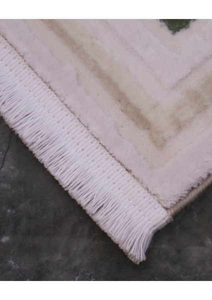 Ipek Mekik Halı Gaspara Yeşil Vizon Çerçeve Desenli Halı