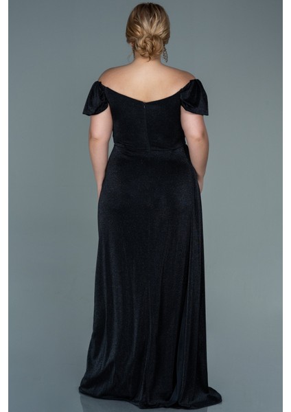 Kayık Yaka Uzun Simli Büyük Beden Abiye ABU2658 fiyatları