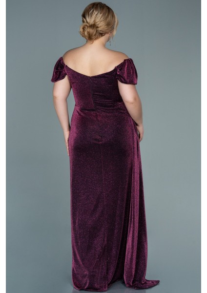 Kayık Yaka Uzun Simli Büyük Beden Abiye ABU2658 fiyatları