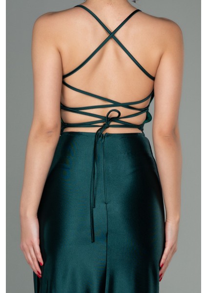 Sırt Dekolteli Yırtmaçlı Uzun Saten Abiye ABU2800 fırsatları