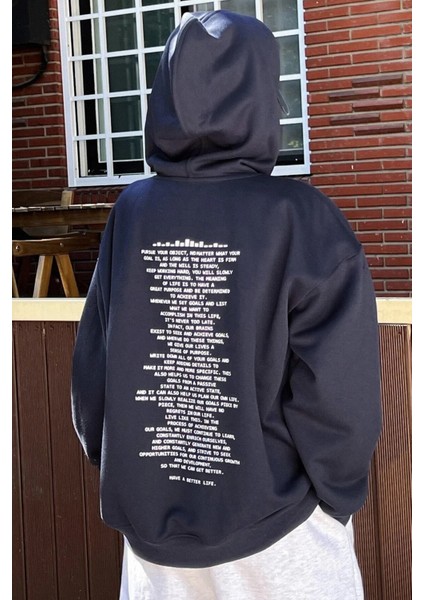 Unisex Have A Better Life Baskılı Sweatshirt Kp-Grı-Sırtyazı