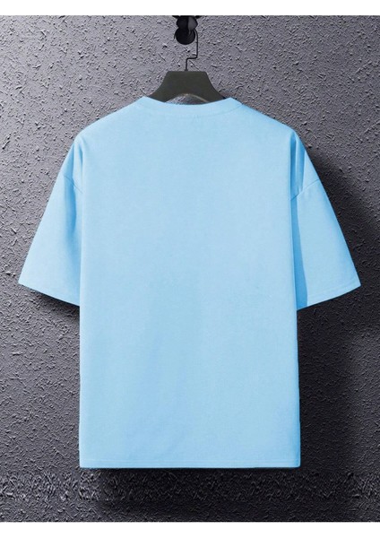 Blacksokak Erkek Bebe Mavi Dreamer Baskılı Oversize Bisiklet Yaka Tshirt