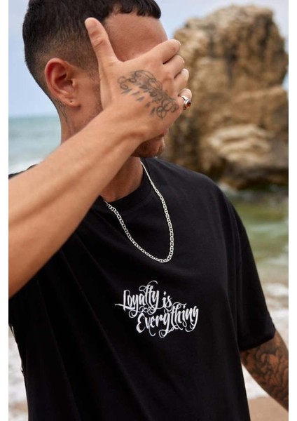 Erkek Royalty Everything Baskılı %100 Pamuk Oversize T-Shirt