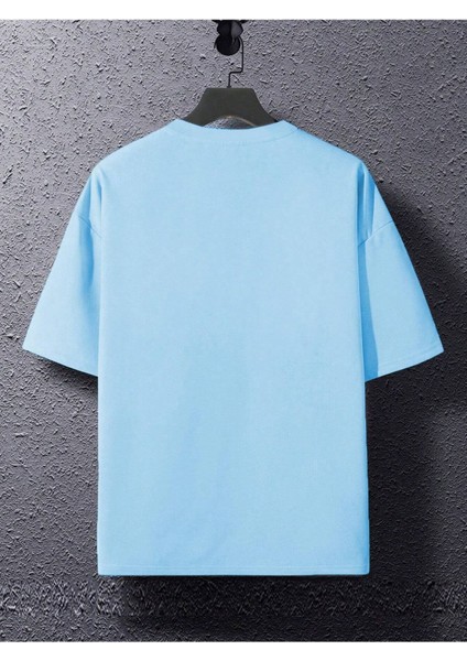 Blacksokak Erkek Bebe Mavi Dreamer Baskılı Oversize Bisiklet Yaka Tshirt