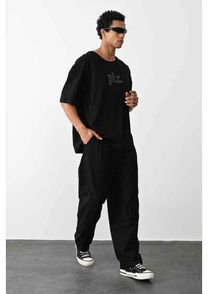 %100 Pamuk Plz Baskılı Oversize T-Shirt