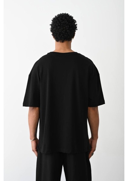 %100 Pamuk Plz Baskılı Oversize T-Shirt
