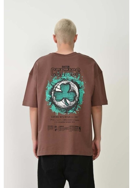 Erkek Boston Celtics Baskılı %100 Pamuk Oversize T-Shirt