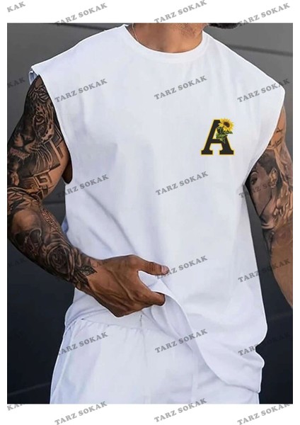 Unisex A Harf Baskılı Kolsuz