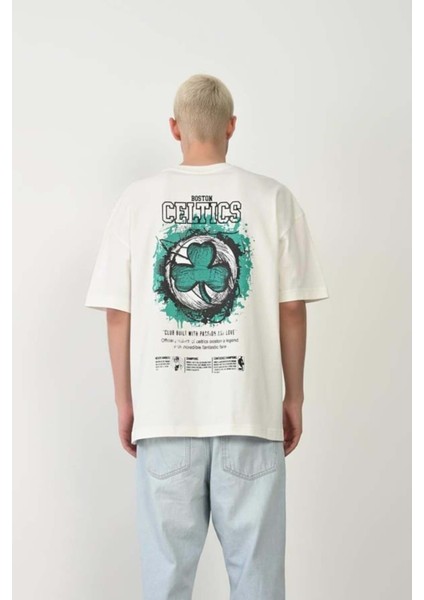 Erkek Boston Celtics Baskılı %100 Pamuk Oversize T-Shirt