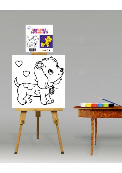Sayılarla Boyama Seti Sevimli Köpek 20 x 20 cm Tuval Çocuk Sayılarla Boyama modelleri