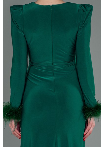 Otrişli Uzun Kol Yırtmaçlı Abiye Elbise ABU2804 fırsatları