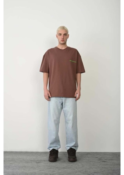 Unisex Polizei Baskılı %100 Pamuk Oversize T-Shirt
