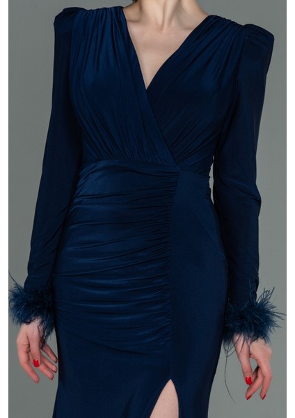 Otrişli Uzun Kol Yırtmaçlı Abiye Elbise ABU2804 modelleri