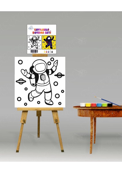 Sayılarla Boyama Seti Astronot 20 x 20 cm Çocuk Sayılarla Boyama