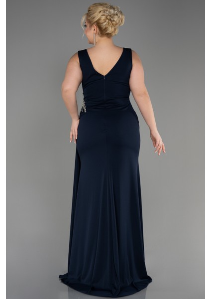 Kolsuz Kruvaze Yaka Uzun Büyük Beden Abiye ABU2934 fiyatları