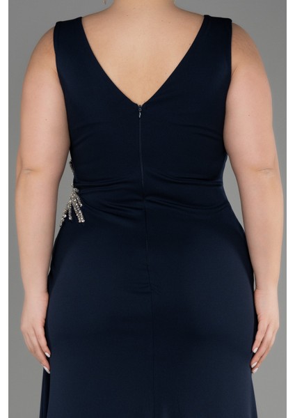 Kolsuz Kruvaze Yaka Uzun Büyük Beden Abiye ABU2934 fırsatları